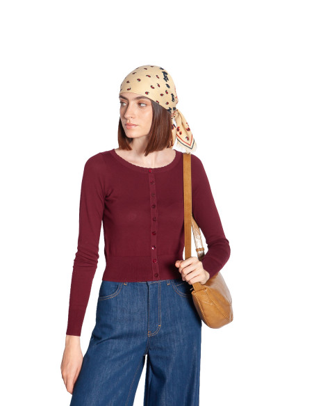 cardigan punto fino color burdeos ute king louie sommes demode zaragoza