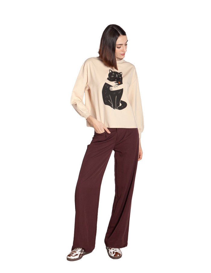 camiseta manga larga beige black cat pepa loves sommes demode zaragoza
