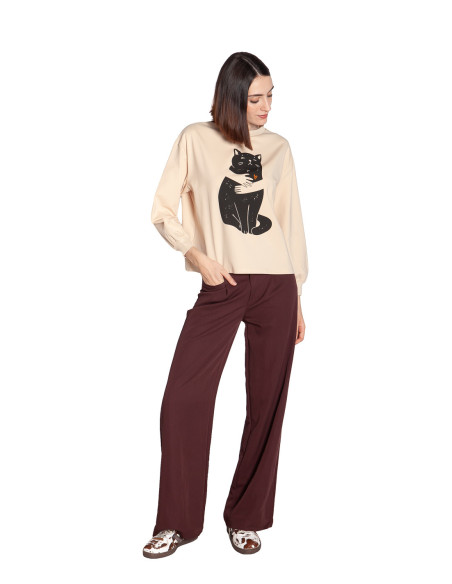 camiseta manga larga beige black cat pepa loves sommes demode zaragoza