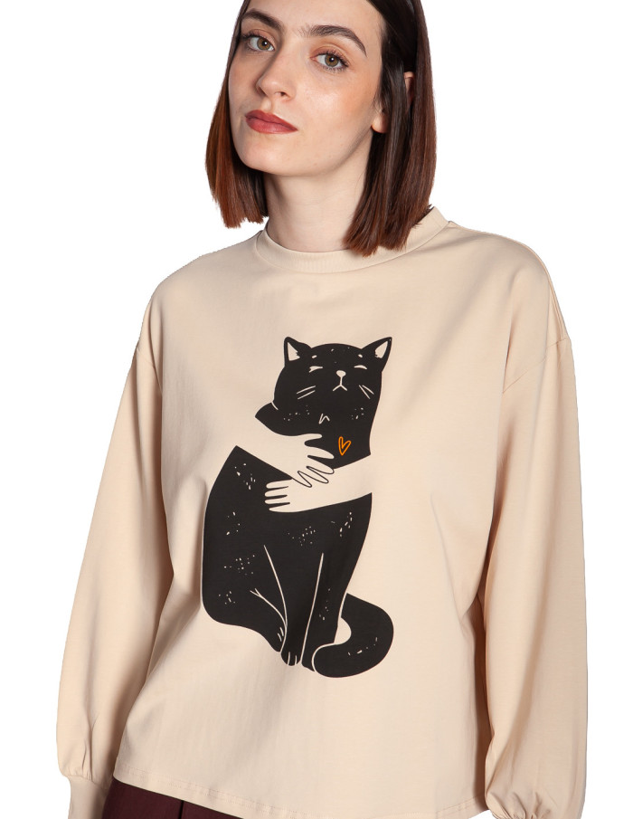 camiseta manga larga beige black cat pepa loves sommes demode zaragoza