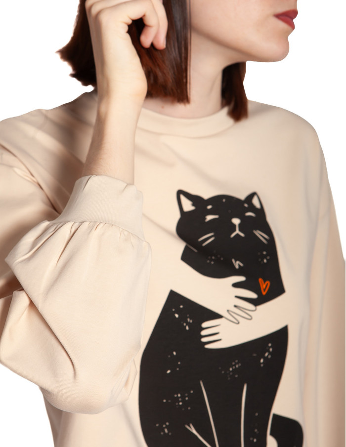 camiseta manga larga beige black cat pepa loves sommes demode zaragoza