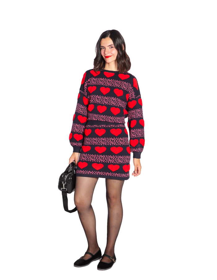 falda mini de punto corazones rojos pepa loves sommes demode zaragoza