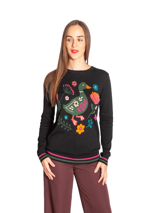 jersey punto fino negro folkloric duck rita sugarhill sommes demode zaragoza