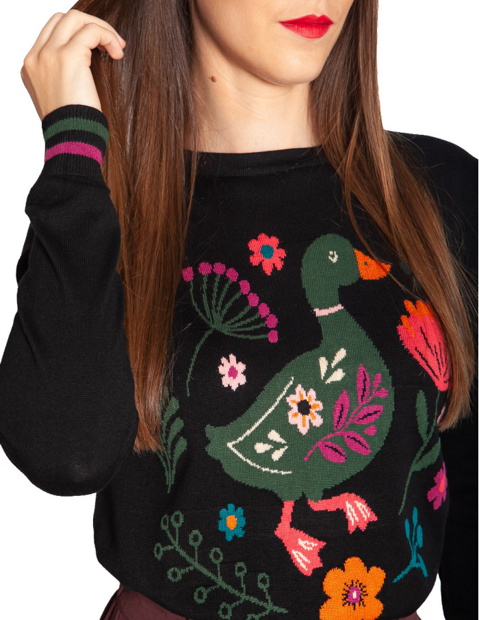 jersey punto fino negro folkloric duck rita sugarhill sommes demode zaragoza