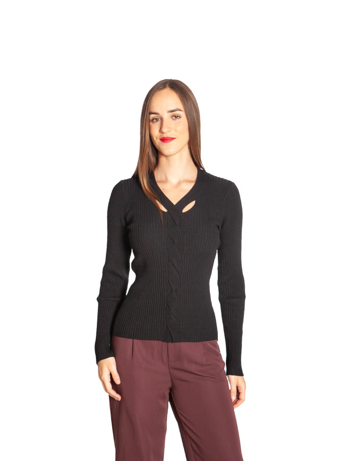 jersey negro detalle trenza central skatie sommes demode zaragoza
