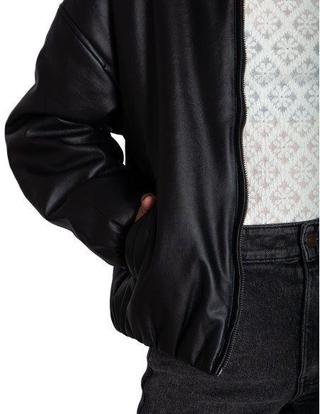 cazadora bomber efecto piel color negro girana ichi sommes demode zaragoza