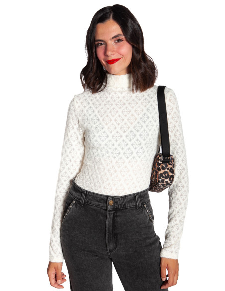 top blanco con textura floral agora frnch sommes demode zaragoza