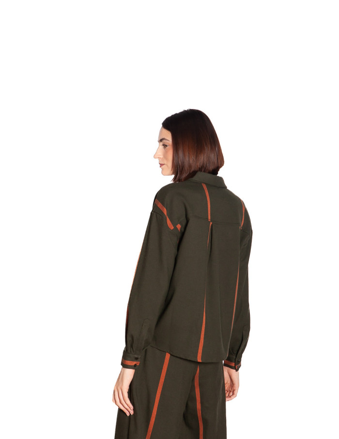 camisa verde con rayas color salmon pan sommes demode zaragoza