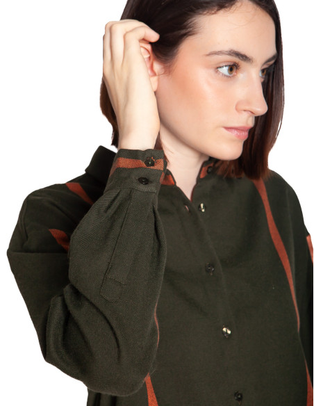 camisa verde con rayas color salmon pan sommes demode zaragoza