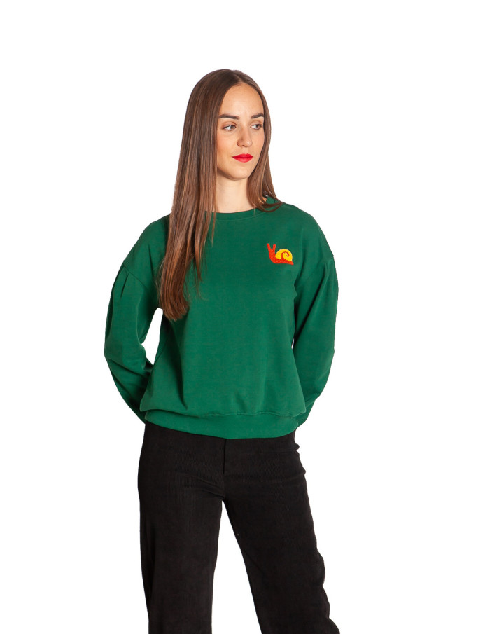 sudadera color verde parche caracol compañia fantastica sommes demode zaragoza