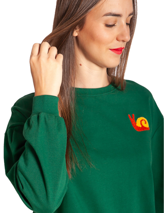 sudadera color verde parche caracol compañia fantastica sommes demode zaragoza