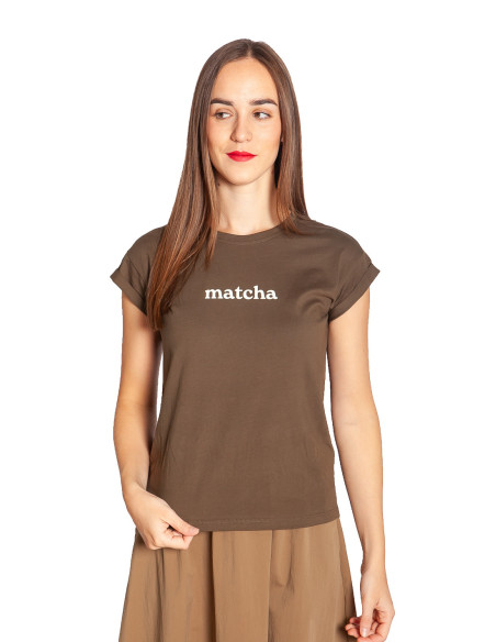 Camiseta caqui mensaje Matcha Atlas Grace And Mila Sommes Demode Zaragoza
