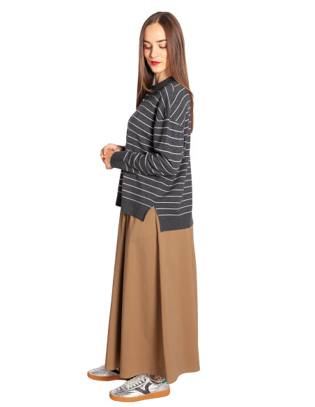 Jersey cuello polo gris rayas blancas Aloura Artlove Sommes Demode Zaragoza