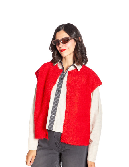Chaleco oversize color rojo intenso Sarisa Sommes Demode Zaragoza