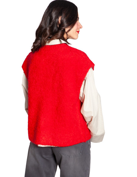 Chaleco oversize color rojo intenso Sarisa Sommes Demode Zaragoza