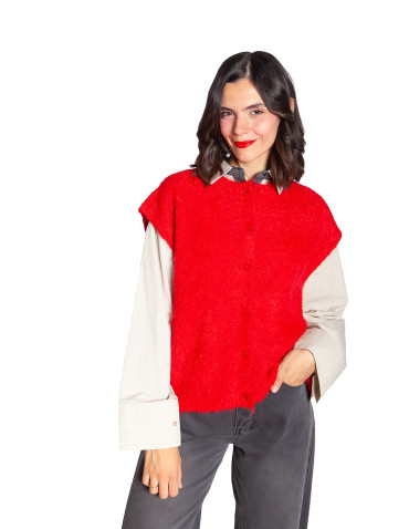 Chaleco oversize color rojo intenso Sarisa Sommes Demode Zaragoza