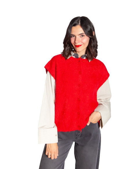 Chaleco oversize color rojo intenso Sarisa Sommes Demode Zaragoza