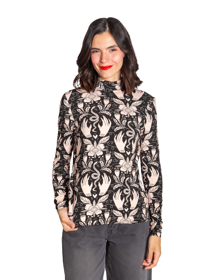 Top cuello alto estampado manos Pepa Loves Sommes Demode Zaragoza