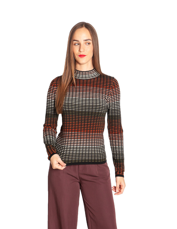 Jersey intarsia con cuadricula multicolor skatie Sommes Demode Zaragoza