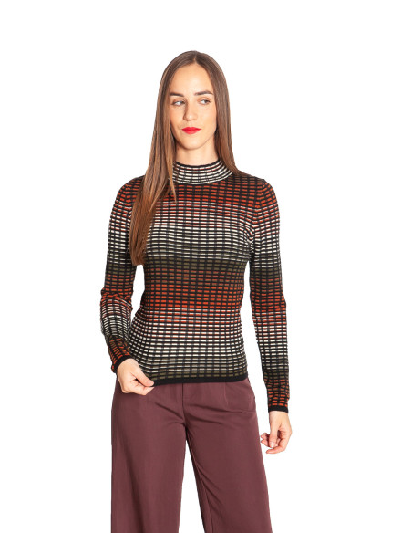 Jersey intarsia con cuadricula multicolor skatie Sommes Demode Zaragoza