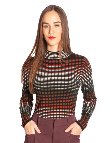 Jersey intarsia con cuadricula multicolor skatie Sommes Demode Zaragoza