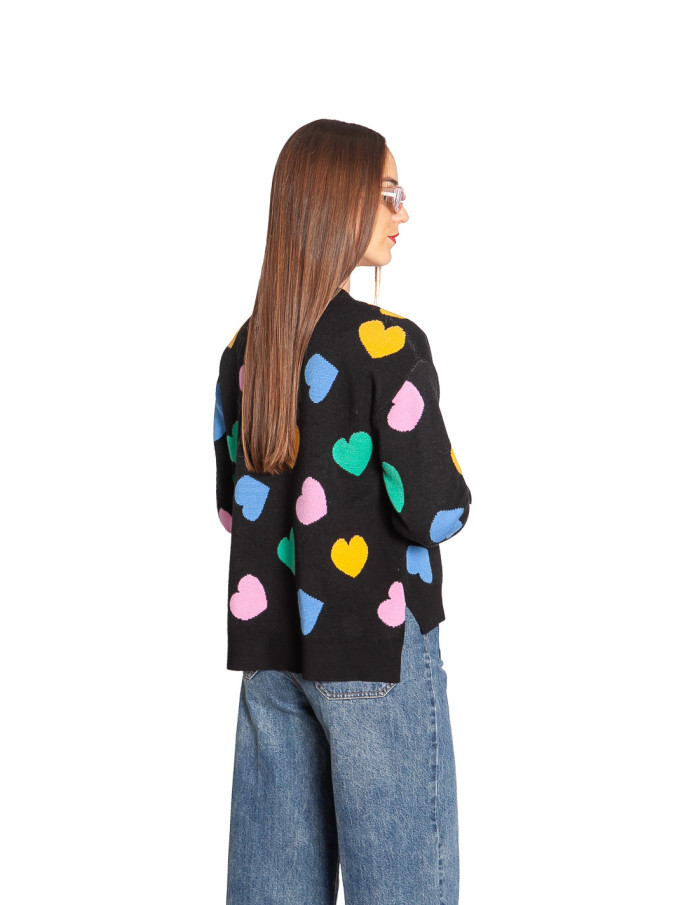 Jersey negro estampado corazones Candy Compañía Fantástica Sommes Demode Zaragoza