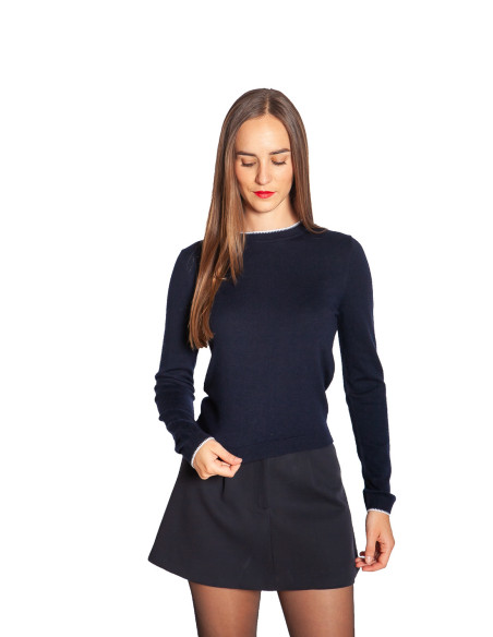 sueter navy detalle ribete blanco fliene artlove sommes demode zaragoza