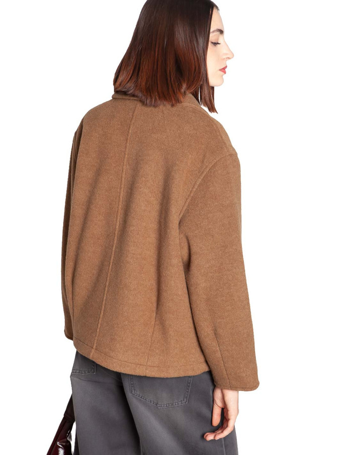 abrigo botonadura cruzada color toffee citrio byoung sommes demode zaragoza