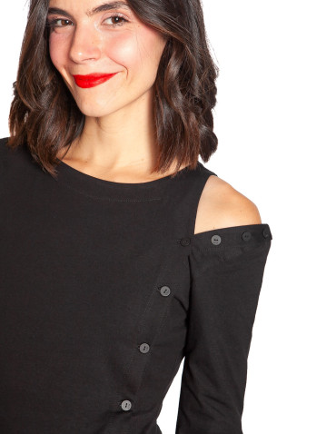 top negro detalle cut out con botones ederra skfk sommes demode zaragoza 2