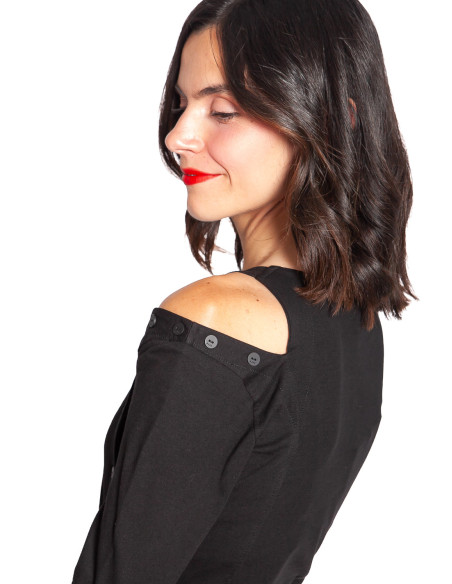 top negro detalle cut out con botones ederra skfk sommes demode zaragoza