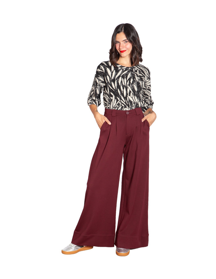 pantalon amplio modal color granate nia skfk sommes demode zaragoza