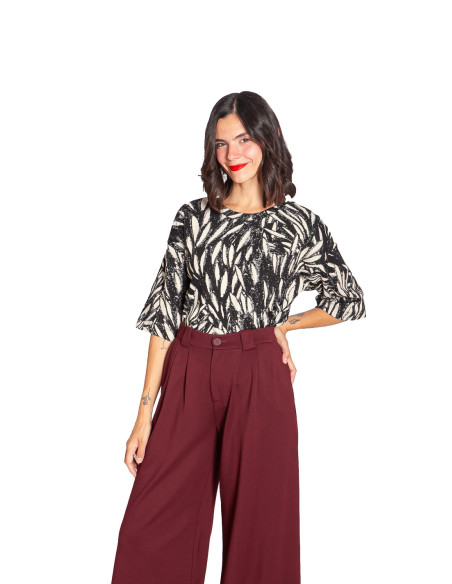 pantalon amplio modal color granate nia skfk sommes demode zaragoza