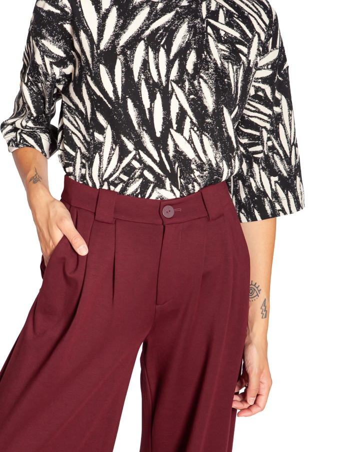 pantalon amplio modal color granate nia skfk sommes demode zaragoza