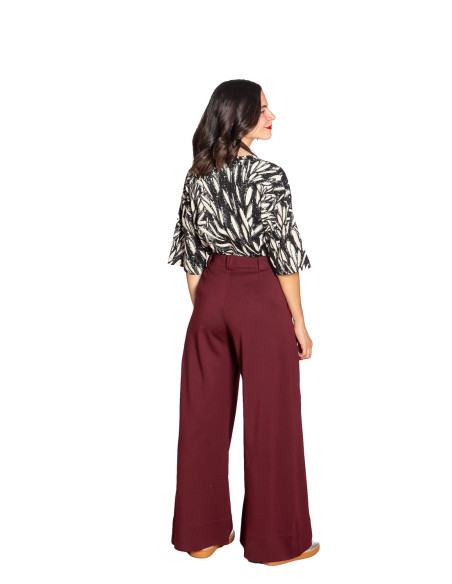 pantalon amplio modal color granate nia skfk sommes demode zaragoza