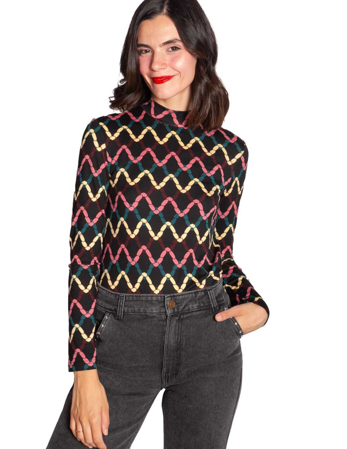 Camiseta negra estampado skein Compañía Fantástica Sommes Demode Zaragoza