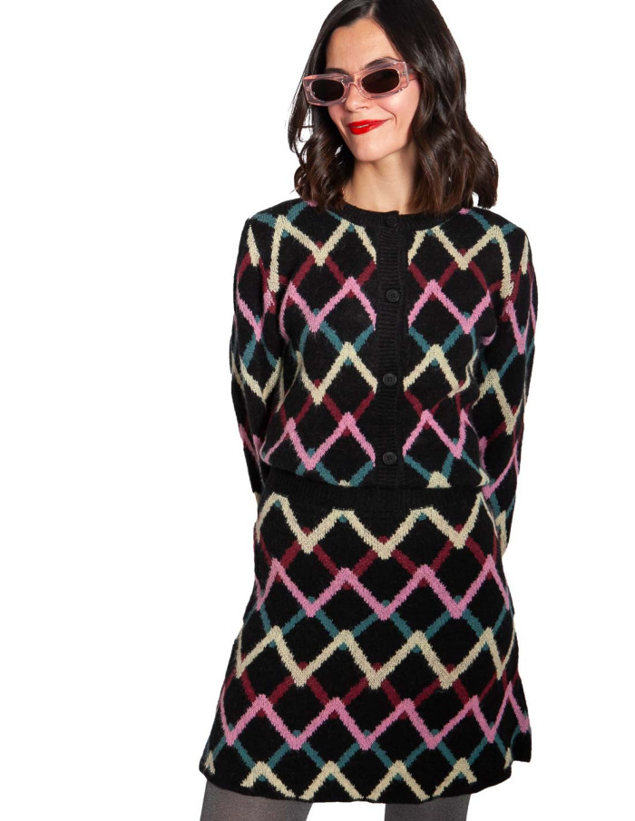 Cardigan negro estampado skein Compañía Fantástica Sommes Demode Zaragoza