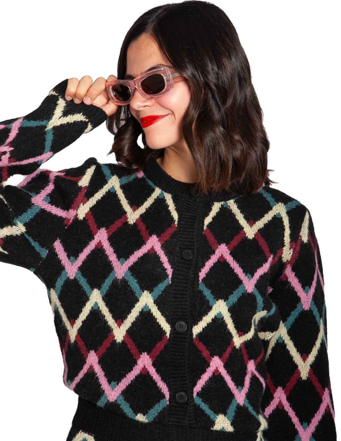 Cardigan negro estampado skein Compañía Fantástica Sommes Demode Zaragoza