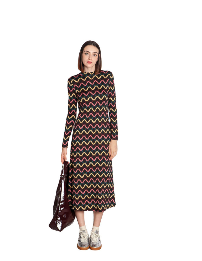 Vestido midi negro estampado skein Sommes Demode Zaragoza