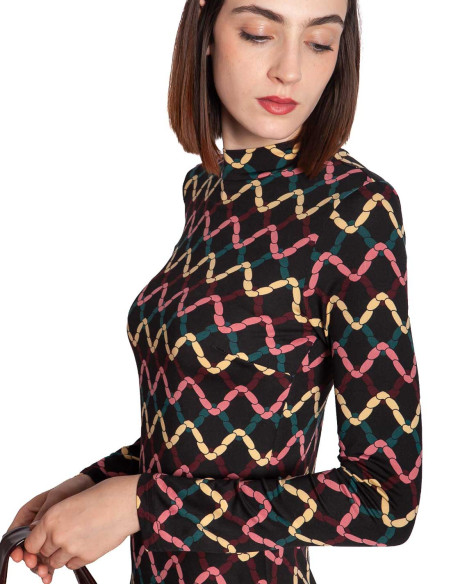 Vestido midi negro estampado skein Sommes Demode Zaragoza