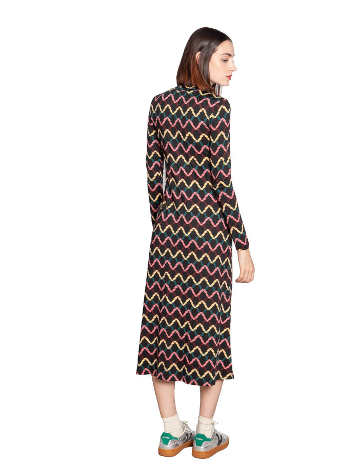 Vestido midi negro estampado skein Sommes Demode Zaragoza