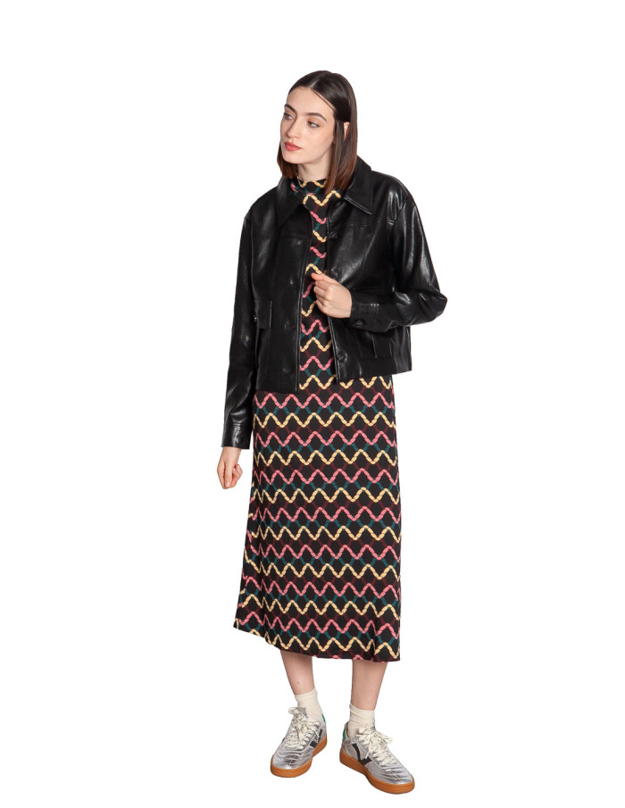 Vestido midi negro estampado skein Sommes Demode Zaragoza