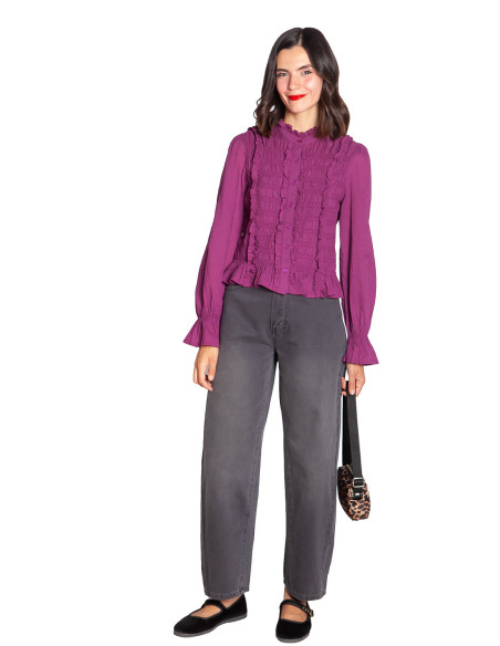 Blusa volantes color buganvilla Sloany Ange Sommes Demode Zaragoza