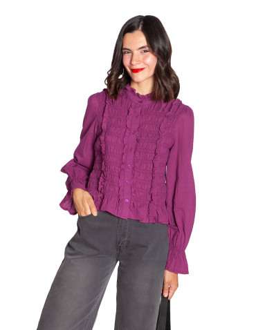 Blusa volantes color buganvilla Sloany Ange Sommes Demode Zaragoza