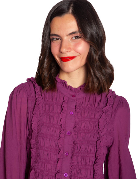 Blusa volantes color buganvilla Sloany Ange Sommes Demode Zaragoza