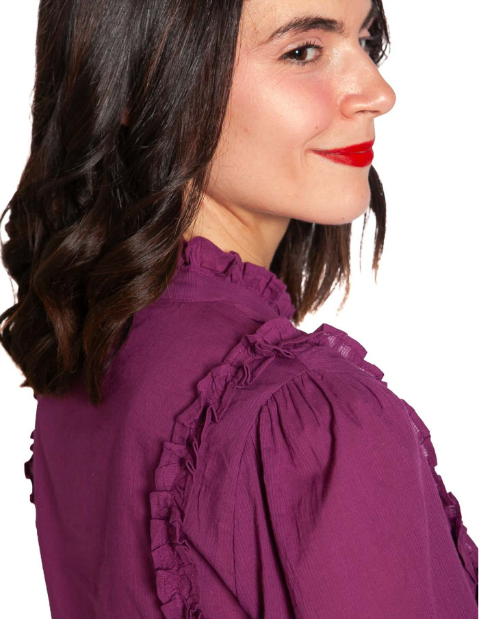 Blusa volantes color buganvilla Sloany Ange Sommes Demode Zaragoza
