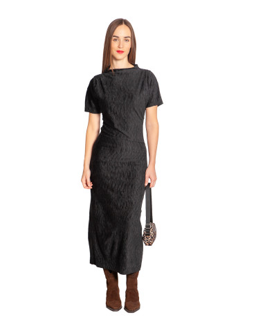 vestido textura aterciopelada negro eloane ange sommes demode zaragoza