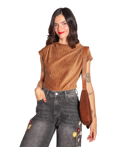 top textura aterciopelada color ocre aloane ange sommes demode zaragoza