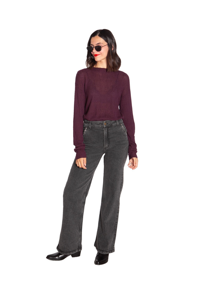 Top lyocell con textura color berenjena Wild Pony Sommes Demode Zaragoza