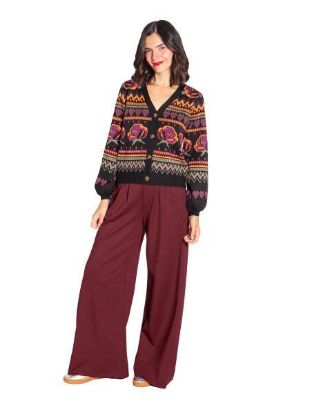 Cardigan negro con rosas Adrian Sugarhill Sommes Demode Zaragoza
