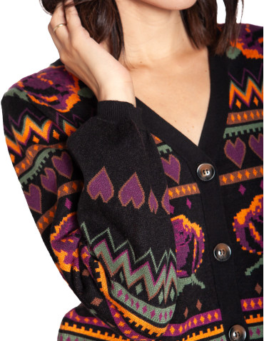 Cardigan negro con rosas Adrian Sugarhill Sommes Demode Zaragoza 2